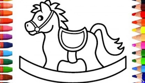 آموزش نقاشی کودکانه _ نقاشی زیبای اسب با رنگ آمیزی