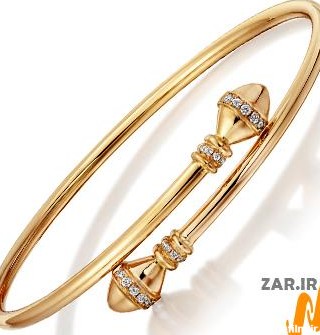 دستبند النگویی طلا زرد جدید زنانه و جواهر برلیان مدل: bng1082