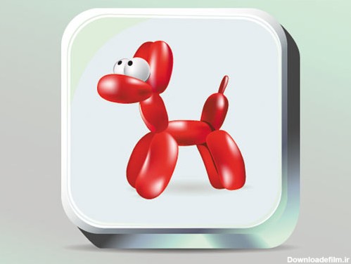 طرح کارتونی آیکون سه بعدی سگ بادکنکی قرمز