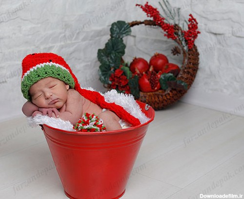 عکاسی نوزاد با تم یلدا - آتلیه بارداری ، نوزاد و کودک فرزند پاک