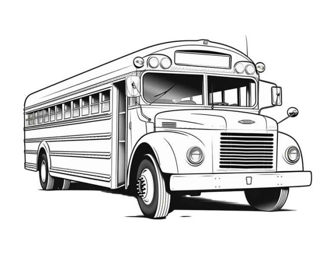 دانلود طرح نقاشی اتوبوس بی رنگ