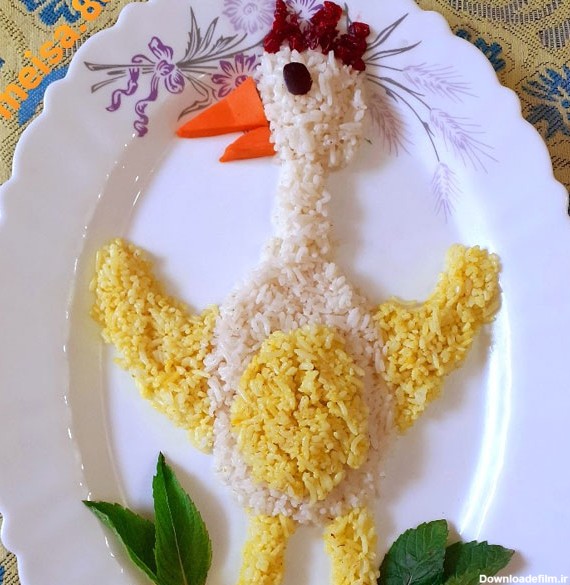 تزیین زرشک پلو با مرغ برای مهمانی و مدرسه + تزیین مرغ ساده