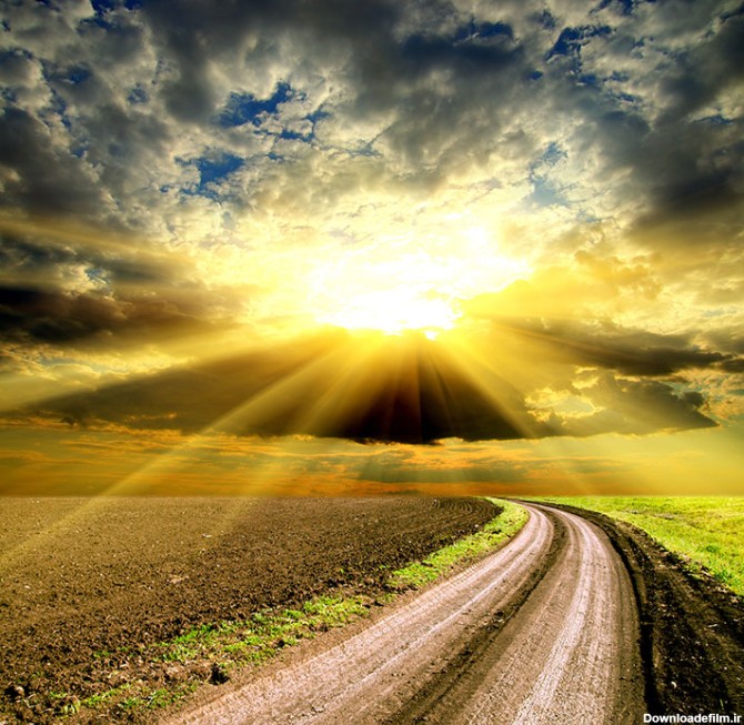 عکس غروب خورشید و جاده - مسترگراف