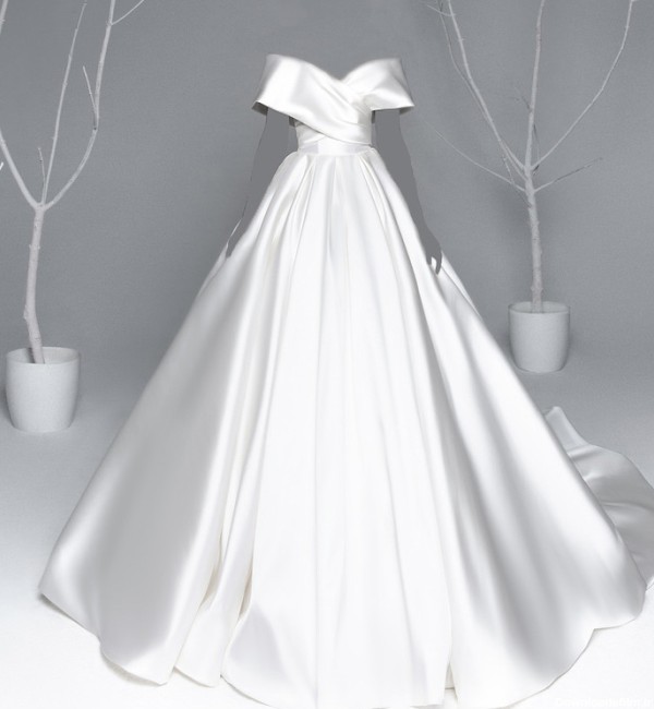 قیمت و خرید پیراهن زنانه مدل عروس اروپایی یقه دلبری ساتن کد Fara
