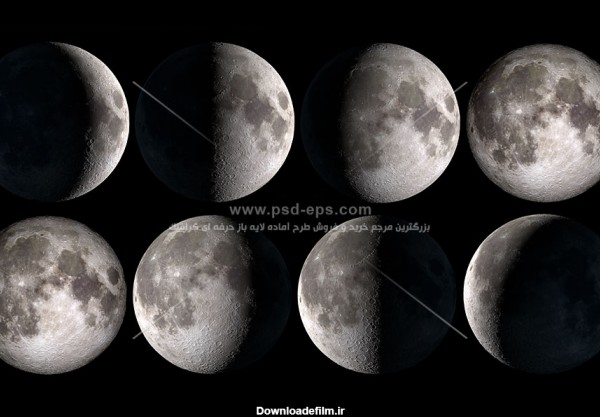عکس با کیفیت تصویر سیر ماه در شب های مختلف ماه قمری با تلسکوپ در ...