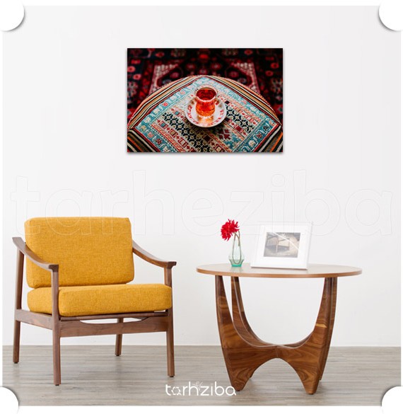 تابلو عکس هنری چای ایرانی برای تزیین اتاق پذیرایی | طرح زیبا