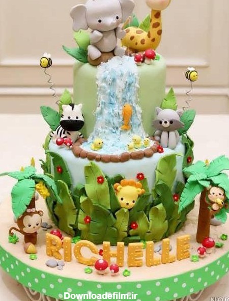 عکس کیک تولد حیوانات جنگل - عکس نودی
