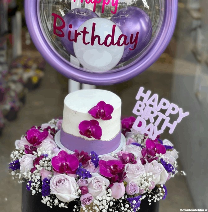 سفارش اینترنتی باکس گل تولد لاکچری و زیبای ناریکا + کیک و بادکنک آرایی