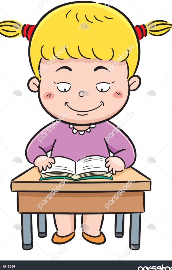 عکس انیمیشن دختر درحال درس خواندن