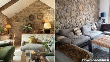 طراحی اتاق با دیوار سنگی