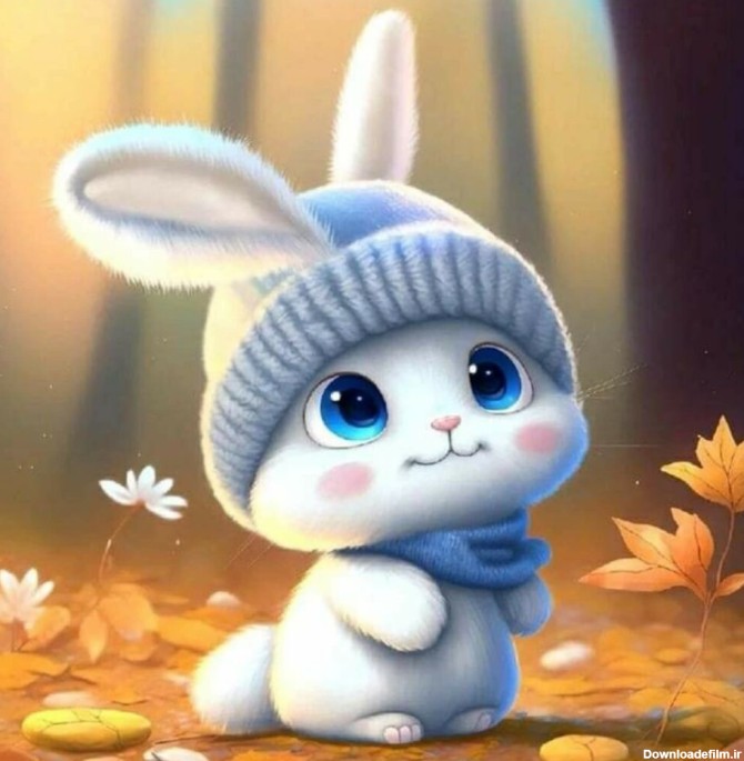 عکس پروفایل خرگوش سفید مظلوم با چشمان آبی خوشگل