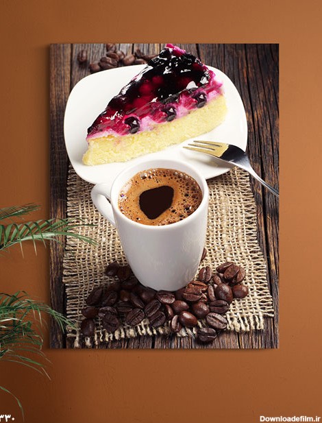 خرید تابلو برای کافه طرح یک برش کیک یک فنجان قهوه تلخ با قیمت ...