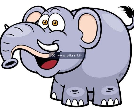 وکتور لایه باز کاراکتر کارتونی فیل بصورت گرافیکی