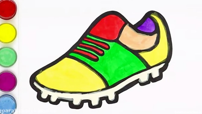 نقاشی برای کودکان - کفش فوتبالی