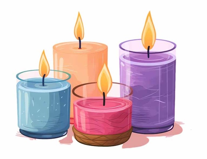 دانلود طرح چهار عدد شمع رنگی