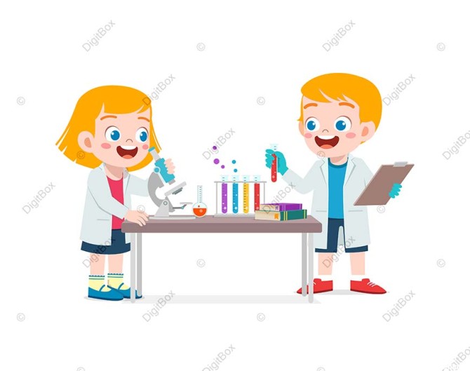 وکتور دختر و پسر در آزمایشگاه - دیجیت باکس - DigitBox