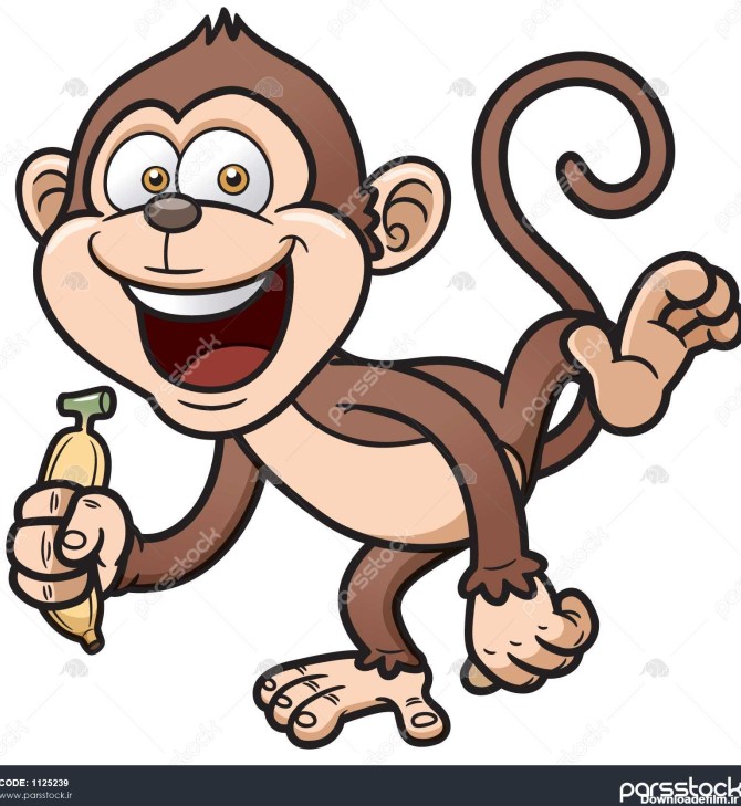 ilration بردار میمون کارتونی با موز 1125239