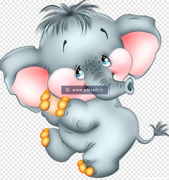 فایل png کاراکتر کارتونی فیل خاکستری