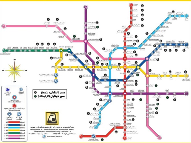 نقشه ایستگاه های مترو ویژه نابینایان