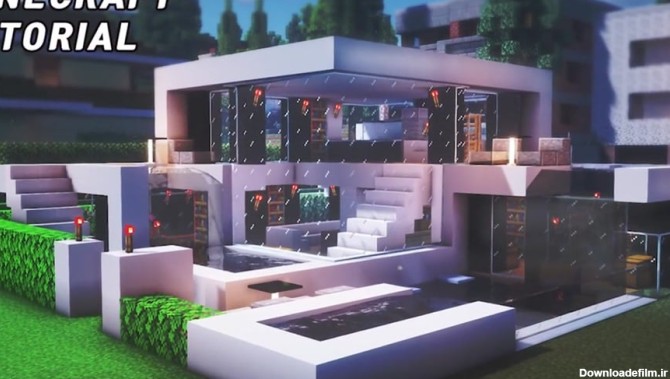 نحوه ساخت خانه در Minecraft - آموزش خانه مدرن استخر Minecraft آسان