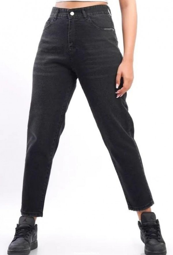 شلوار جین زنانه مدل مام استایل ذغالی (سایز 36) - نلی استایل