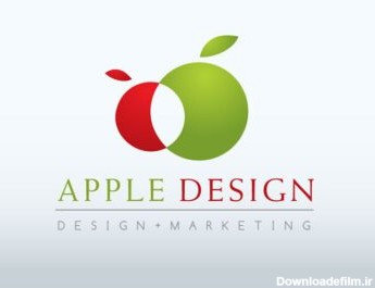 دانلود لوگو گرافیک وکتور دو سیب روبروی هم با یک تقاطع فضای منفی تصویر لوگوی سیب در طرح رنگی قرمز و سبز با شیب های ظریف و تایپوگرافی منطبق این