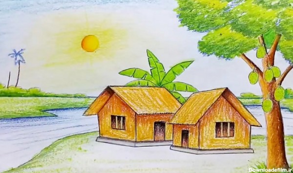 نقاشی طبیعت : 40 نقاشی ساده طبیعت برای رنگ آمیری کودکان