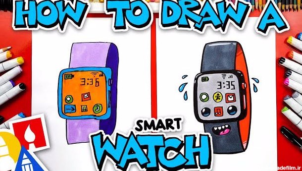 آموزش نقاشی به کودکان - یک ساعت هوشمند با رنگ آمیزی