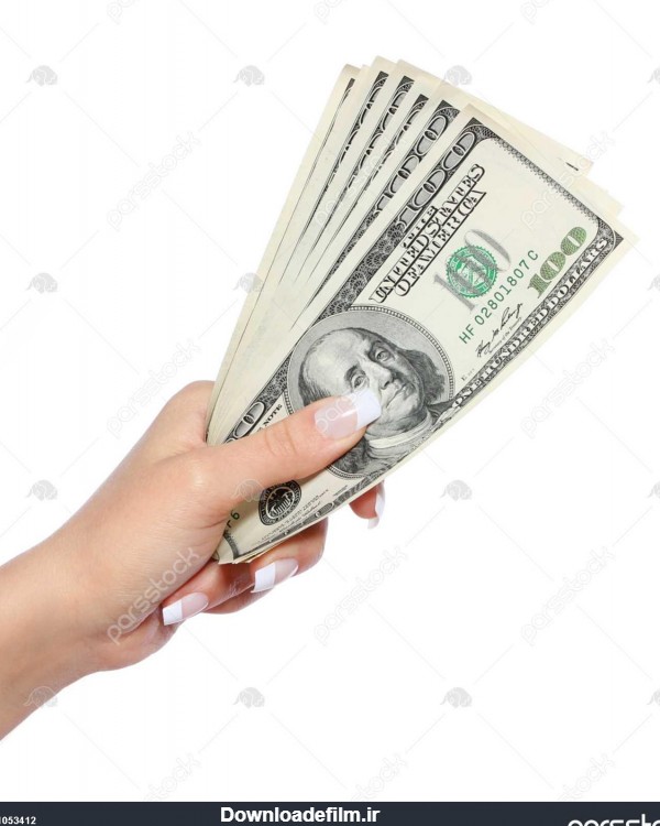 دلار صورتحساب در دست جدا در سفید، پول 1053412