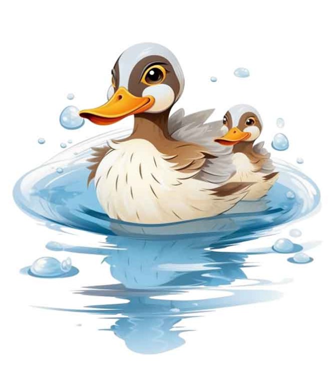 دانلود طرح دو اردک در حال شنا کردن در آب