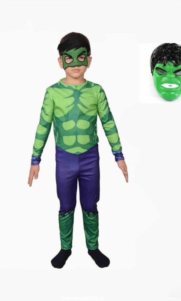 ست لباس سرهمی بچه گانه پسرانه هالک همراه نقاب سبز برند Hulk | ریمد
