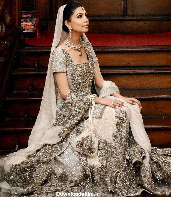 عکس مدل لباس عروس هندی خوشگل و سنگ کاری شده با کیفیت بالا