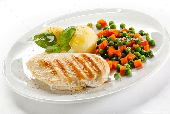 عکس تبلیغاتی غذا خوراک مرغ و سبزیجات