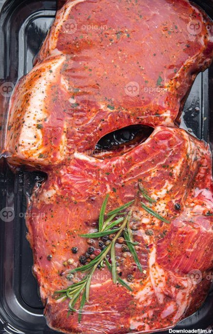 دانلود عکس گوشت خام استیک گوشت خوک تازه غذای گوشت گاو میان وعده ...