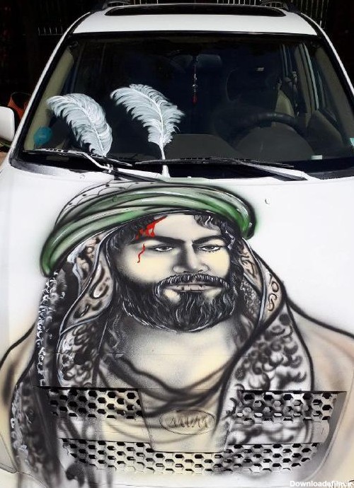 عکس امام حسین روی ماشین