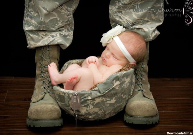 ایده عکاسی نوزاد با تم ارتشی - آتلیه بارداری ، نوزاد و کودک ...
