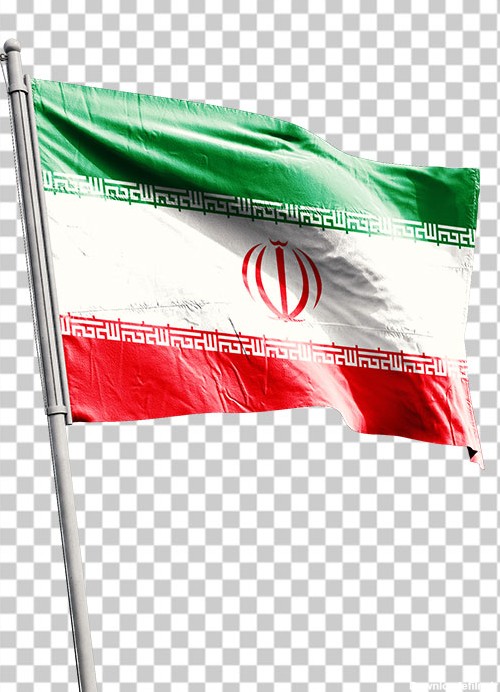 عکس پرچم ایران روی میله PNG دور بری با کیفیت بسیار بالا