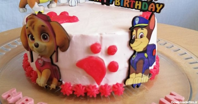 کیک تولد با تم سگهای نگهبان دخترانه