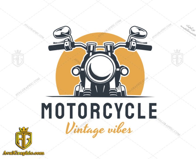 لوگو موتور فروشی با عکس موتوری جلوی نور نارنجی خورشید