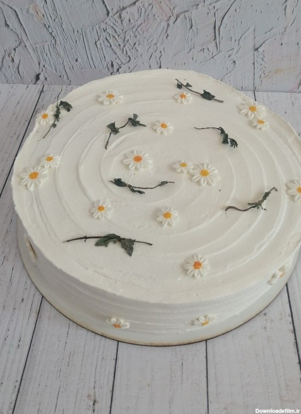 کیک با تزیین گل های بابونه | سرآشپز پاپیون