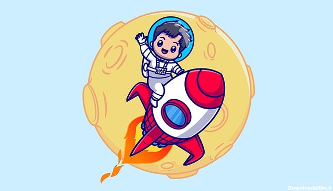 وکتور کاراکتر کارتونی پسر بچه با لباس فضانوردی و موشک | فری پیک ...