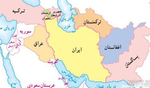 عکس نقشه ایران و همسایه ها - عکس نودی