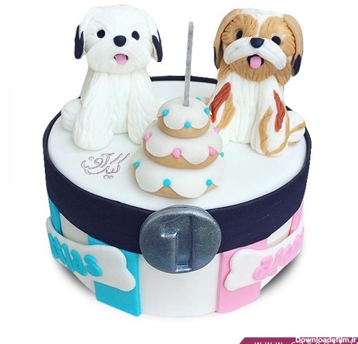 کیک تولد سگ - کیک دو سگ برفی | کیک آف