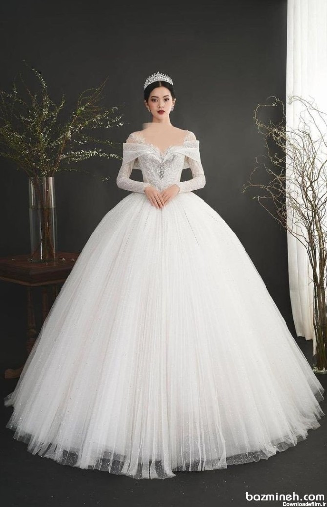 100 مدل لباس عروس جدید 2022 (به همراه تاج و کفش عروس) | بزمینه