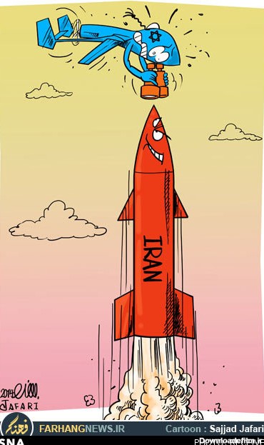 لحظه عکس‌برداری پهپاد از موشک ایرانی/ کاریکاتور