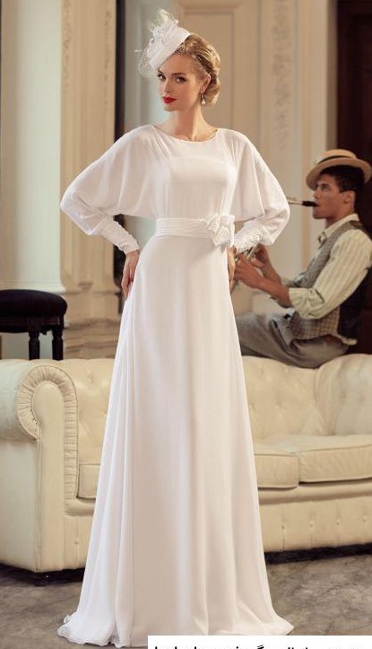 لباس مجلسی سفید ساده بلند به روز