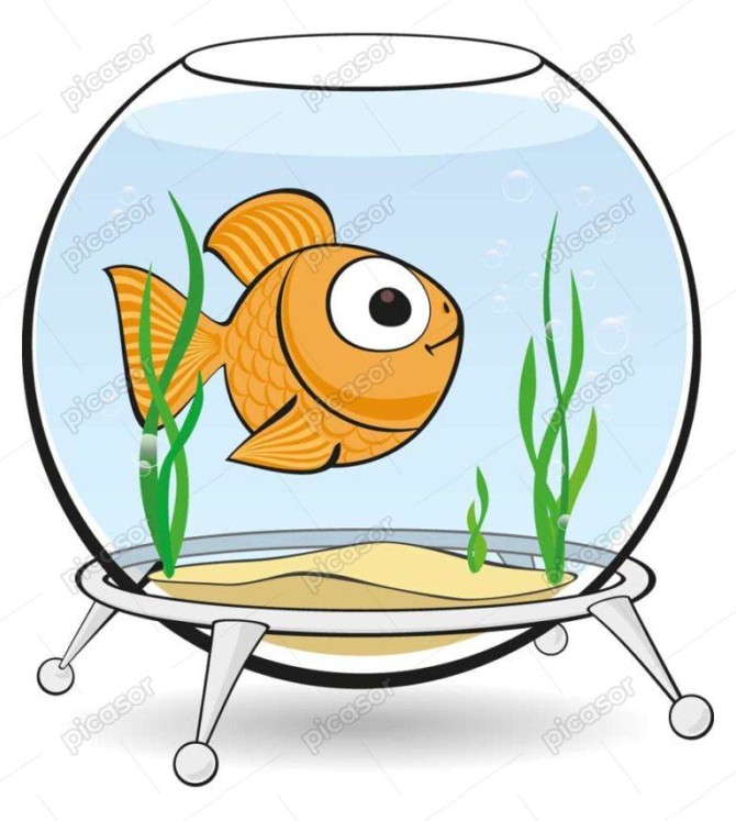 وکتور ماهی طلایی داخل تنگ ماهی - وکتور 1 ماهی گلد فیش وکتور ماهی کارتونی