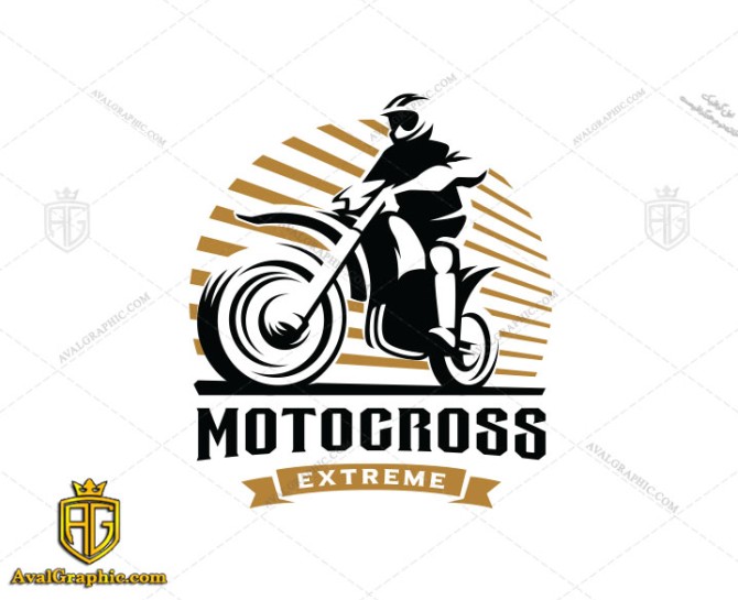 نمونه طرح لوگو فروشگاه موتور سیکلت با عکس موتور در پرتوهای طلایی