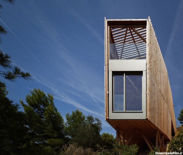 طراحی خانه با نمای چوبی و مدرن