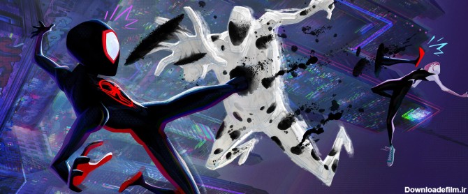 مرد عنکبوتی درحال مبارزه در انیمیشن به درون دنیای عنکبوت